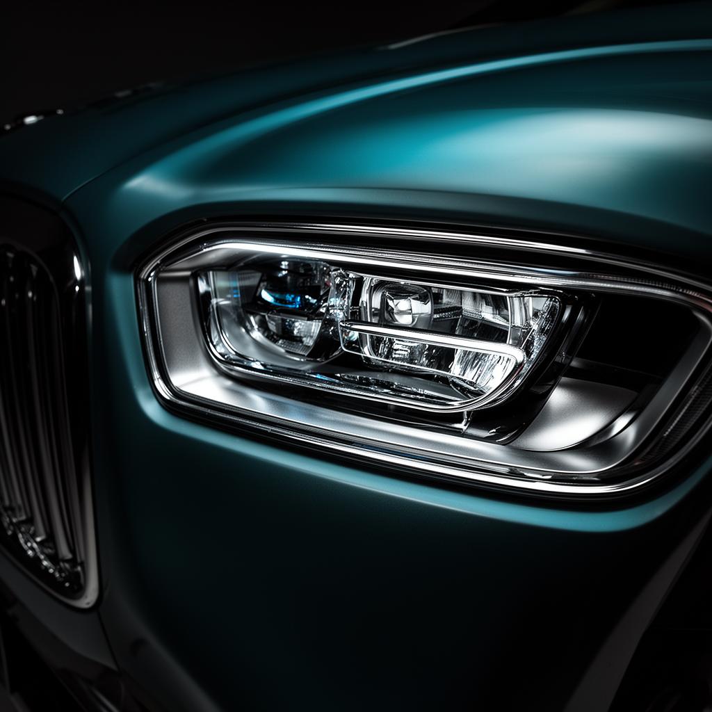 Détail d'un phare automobile sous éclairage studio